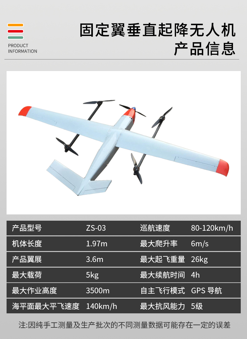 固定翼垂直起降無人機(jī) ZS-03型(圖2)